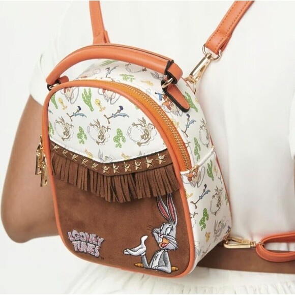 Unique Vintage × Looney Tunes Merrie Melodies Mini Fringe Backpack Western NWT - Picture 2 of 4